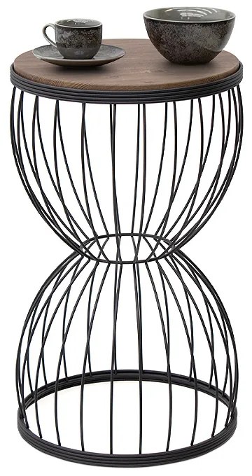 Τραπεζάκι βοηθητικό Pino Megapap μεταλλικό - Mdf χρώμα μαύρο - καρυδί 35x35x58εκ.