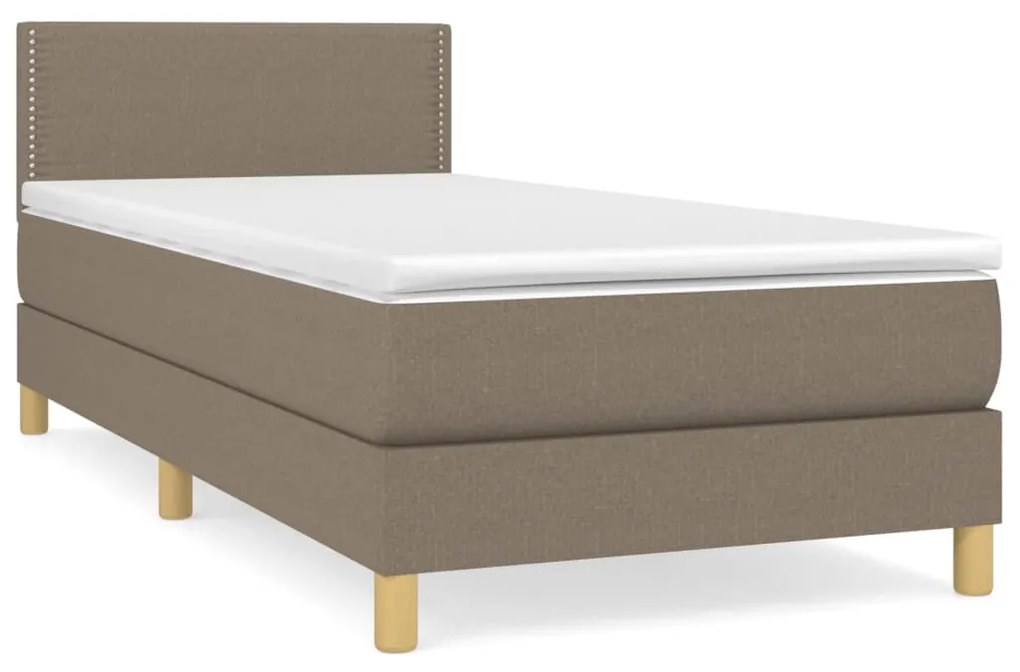 Κρεβάτι Boxspring με Στρώμα Taupe 90x190 εκ.Υφασμάτινο - Μπεζ-Γκρι