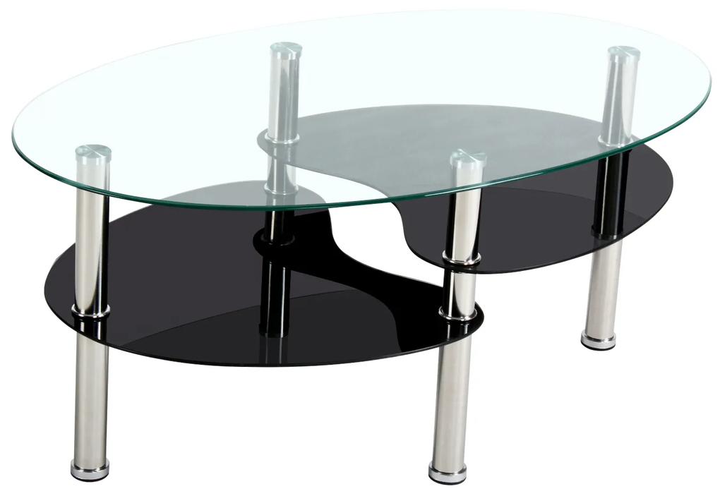 Τραπέζι Σαλονιού ArteLibre MOON FLOWER Διάφανο/Μαύρο Μέταλλο/Γυαλί 90x55x43cm