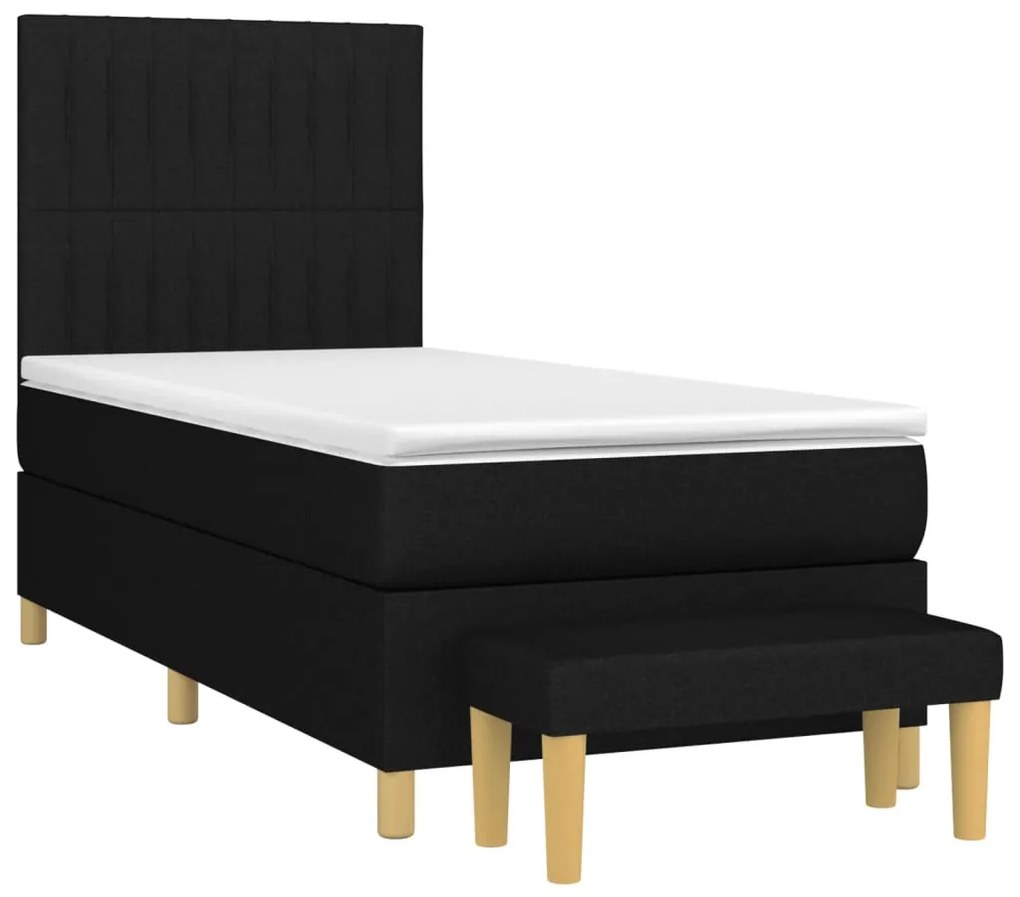 vidaXL Κρεβάτι Boxspring με Στρώμα Μαύρο 80 x 200 εκ. Υφασμάτινο