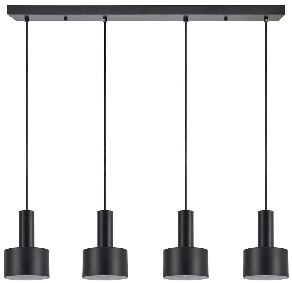 SE21-BL-4-4BL-MS1 ADEPT TUBE Black Pendant Black Metal Shade+