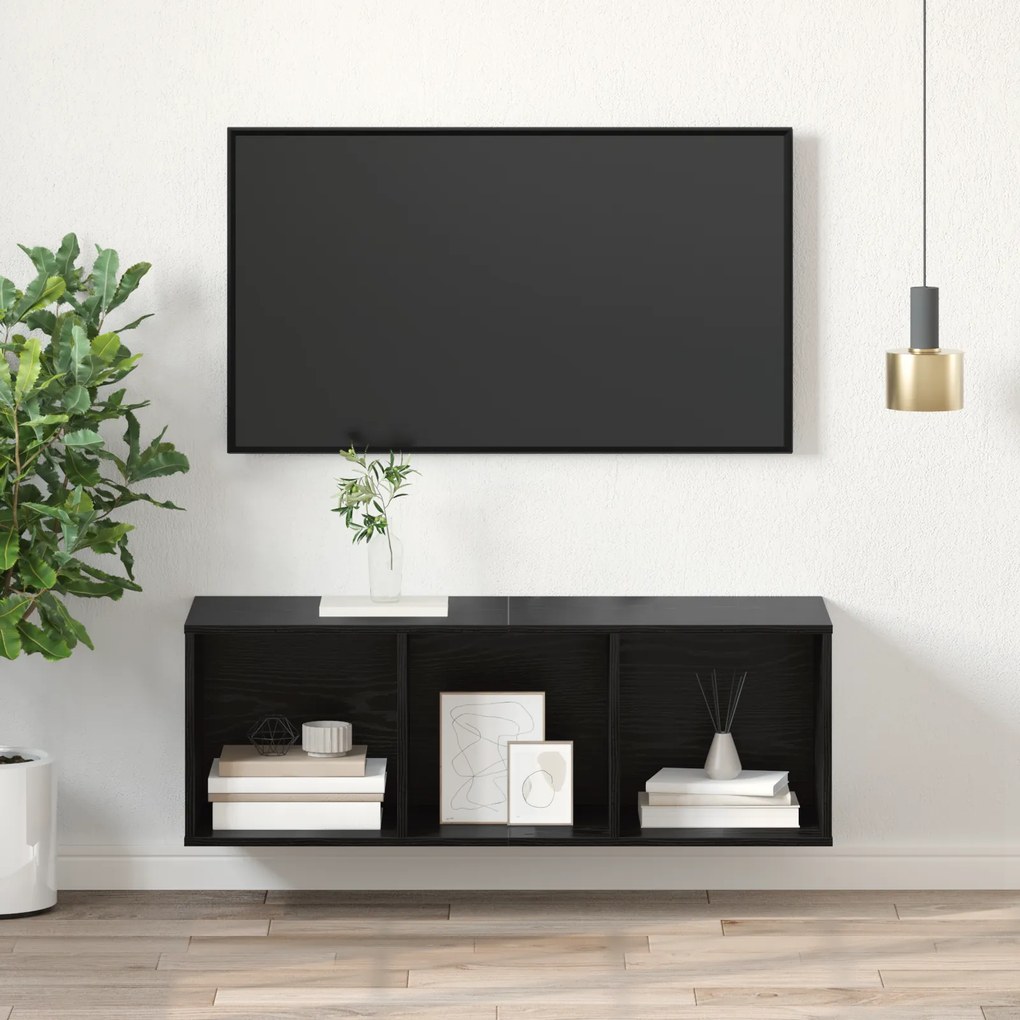 vidaXL Ντουλάπι TV Μαύρη δρυς 37 x 37 x 107 εκ Επεξεργασμένο ξύλο