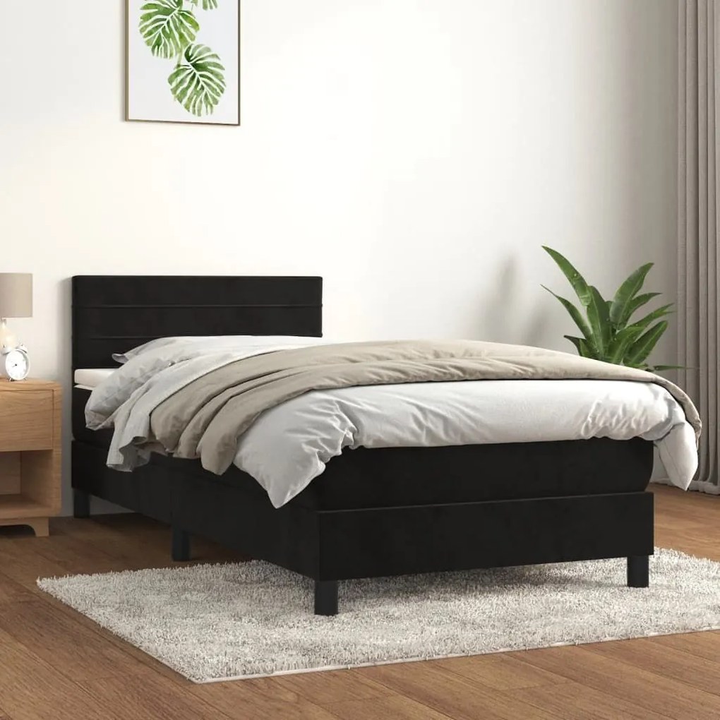 ΚΡΕΒΑΤΙ BOXSPRING ΜΕ ΣΤΡΩΜΑ ΜΑΥΡΟ 80 X 200 ΕΚ. ΒΕΛΟΥΔΙΝΟ 3141331