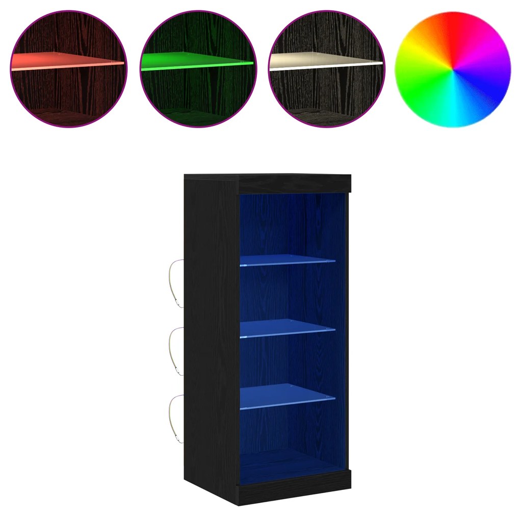 vidaXL Μπουφές με LED Φώτα Μαύρη Δρυς 41x37x100 εκ