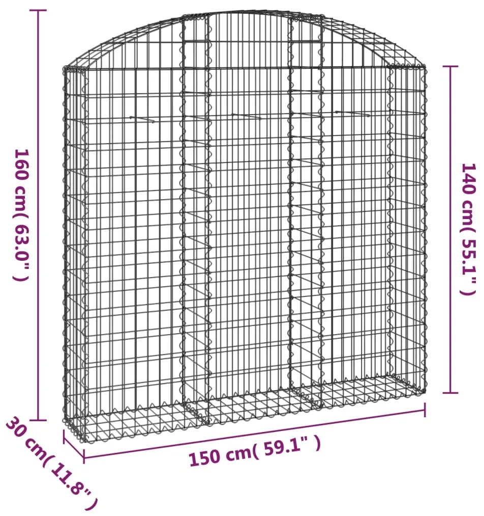 vidaXL Συρματοκιβώτιο Τοξωτό 150x30x140/160εκ. από Γαλβανισμένο Χάλυβα