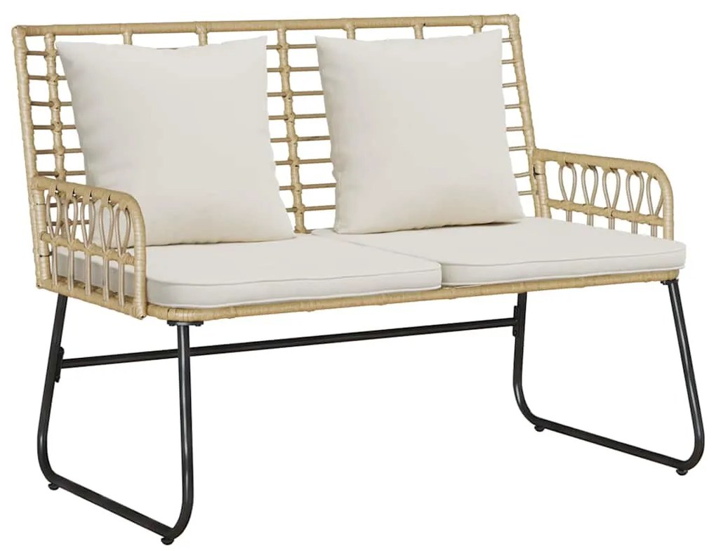 vidaXL Σέτ φαγητού για κήπο 3 pcs Καφέ και Κρέμα Πολυ rattan, ατσάλι