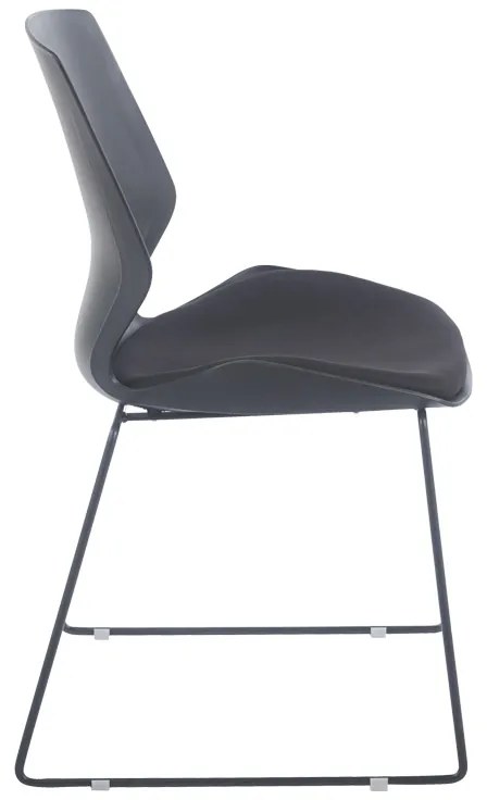 Καρέκλα επισκέπτη Genuine pakoworld PP-PU σε μαύρη απόχρωση με μαξιλάρι 47x52x85εκ