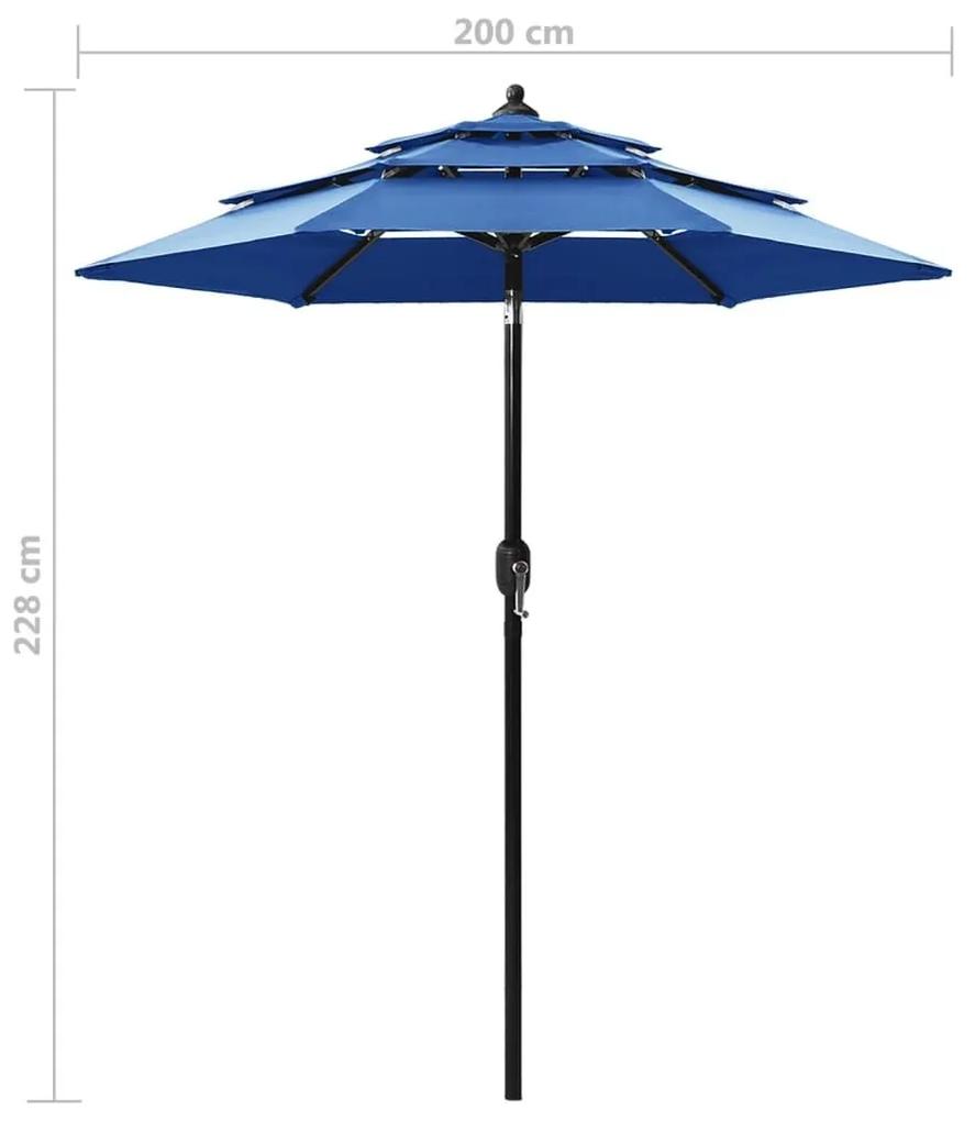 Ομπρέλα 3 Επιπέδων Αζούρ Μπλε 2 μ. με Ιστό Αλουμινίου - Μπλε