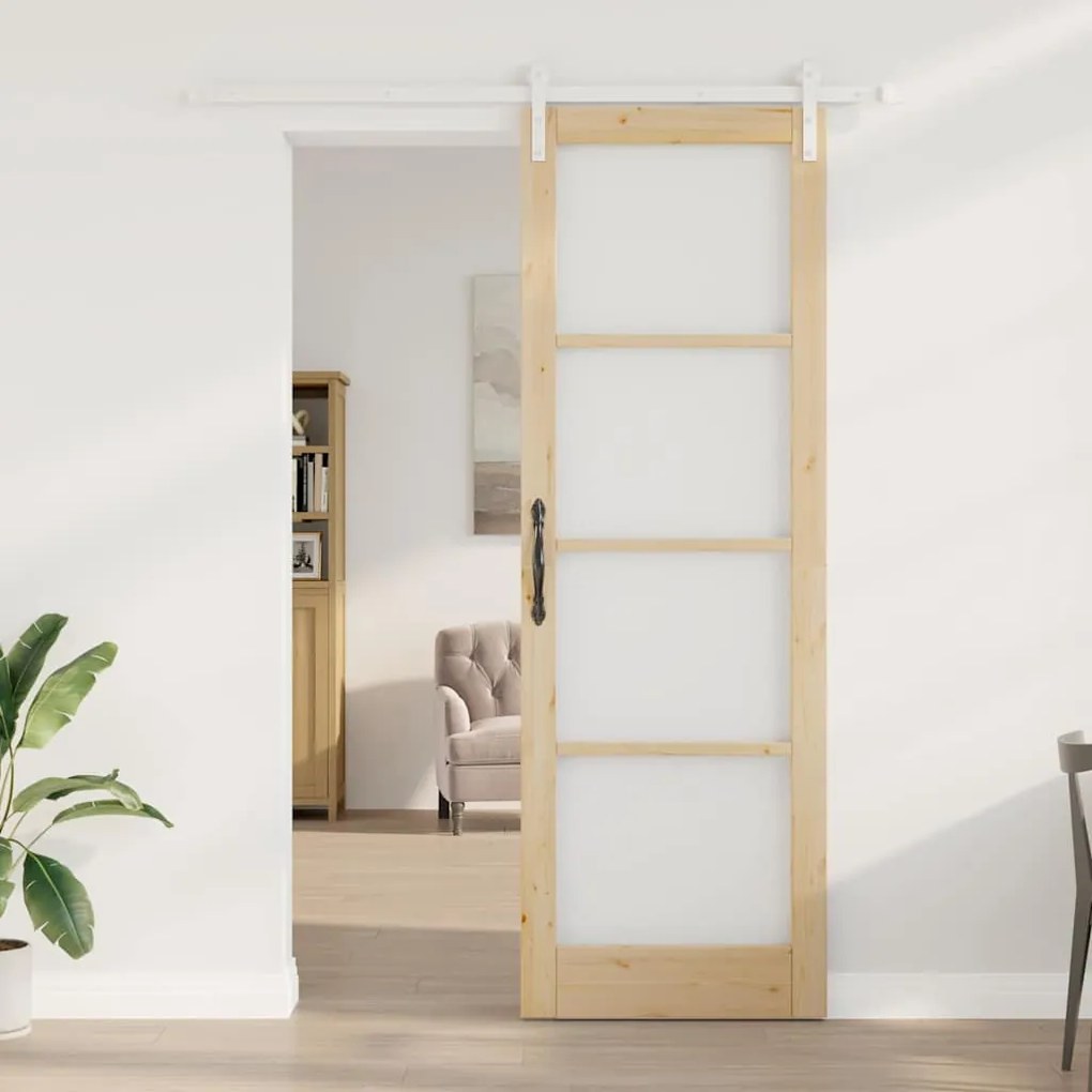 vidaXL Συρόμενη Πόρτα ORKDAL Καφέ 78 x 232 cm Μασίφ ξύλο πεύκου
