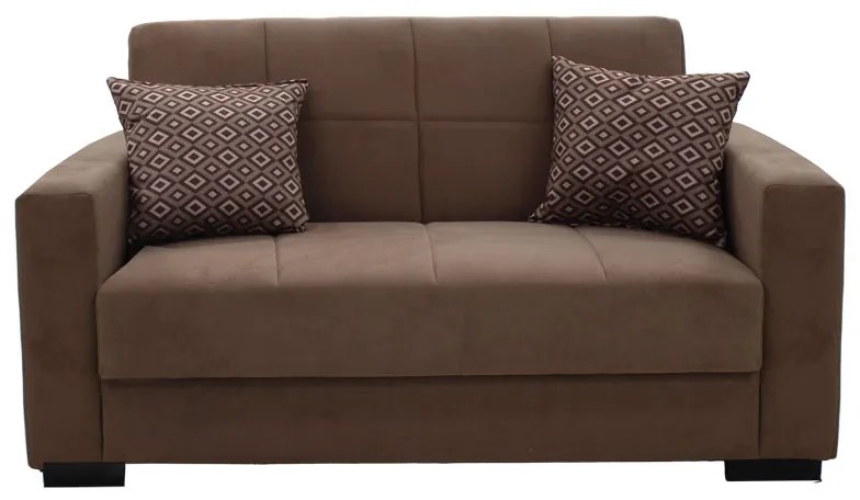 Kαναπές κρεβάτι Vox pakoworld 2θέσιος ύφασμα βελουτέ καφέ 148x77x80εκ