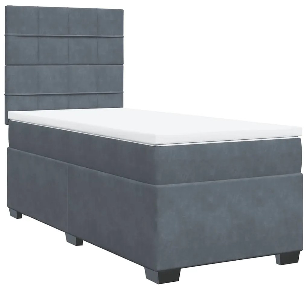 vidaXL Κρεβάτι Boxspring με Στρώμα Σκούρο Γκρι 80x200 εκ. Βελούδινο