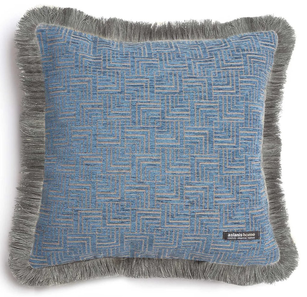 Διακοσμητική Μαξιλαροθήκη (45x45) Aslanis Home New Maze Trimming Μπλε