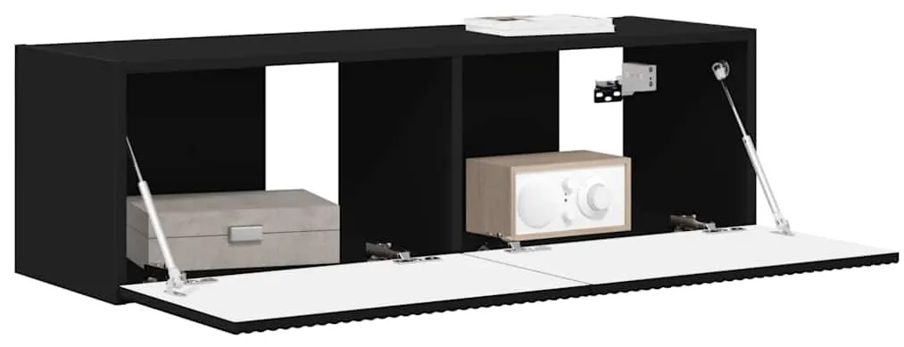 vidaXL Ντουλάπι Τηλεόρασης Τοίχου Επιτοίχιο Μαύρο 60 x 31 x 29.5 εκ