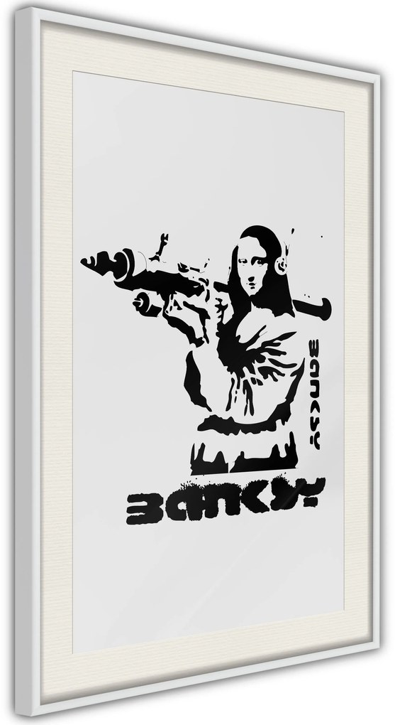 Αφίσα - Banksy: Mona Lisa with Bazooka I - 20x30 - Χρυσό - Με πασπαρτού