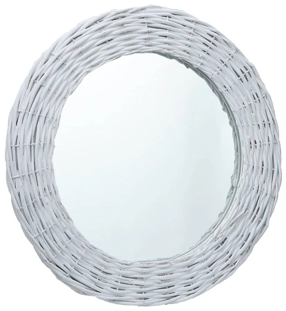 vidaXL Καθρέφτης Λευκός 50 εκ. από Wicker
