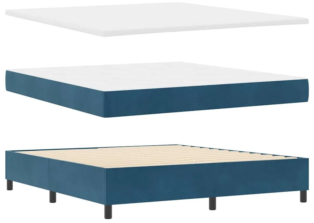 vidaXL Κρεβάτι Box Spring LED με Στρώμα Μπλε 180 x 200 cm Βελούδο
