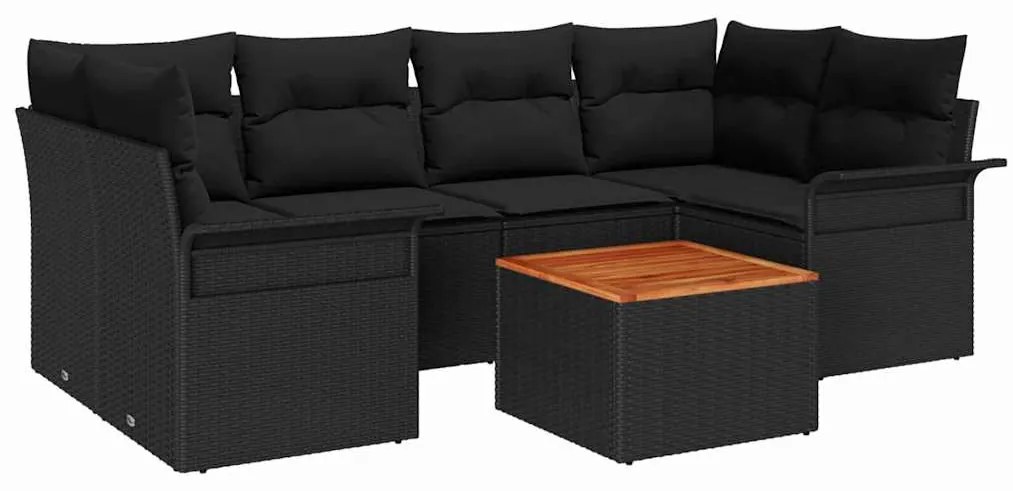 vidaXL Σετ Καναπέ Κήπου 7 pcs Μαύρο Πολυ ράταν