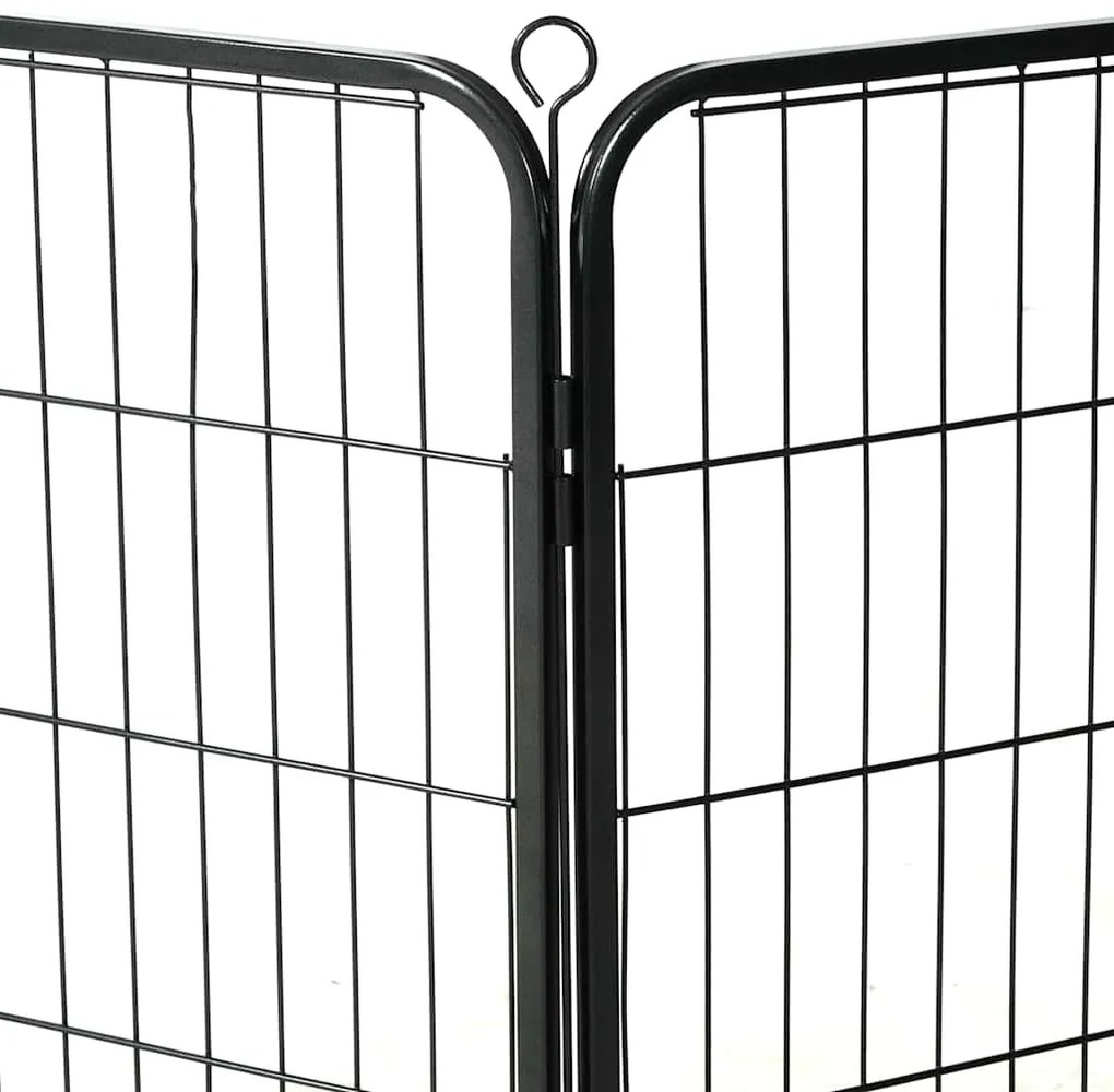 vidaXL Πάρκο Σκύλου με 8 Πάνελ Μαύρο 60 x 80 εκ. Ατσάλινο