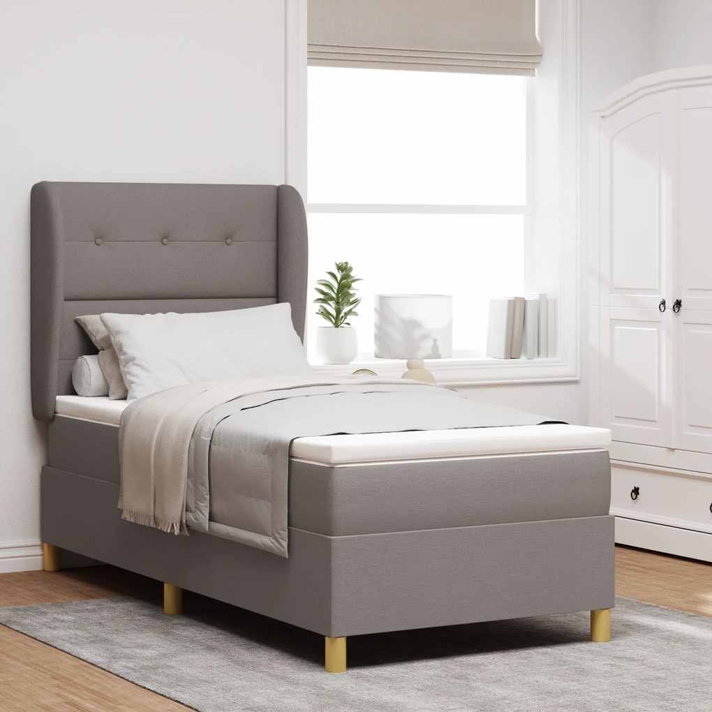 vidaXL Κρεβάτι Box Spring με Στρώμα Ταπέτο 90x200 εκ. Υφάσμα
