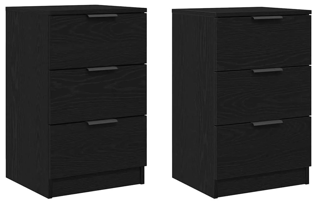 vidaXL Κομοδίνο 2 pcs Μαύρη Οξυά 40 x 65 x 65 εκ. Επεξεργασμένο ξύλο