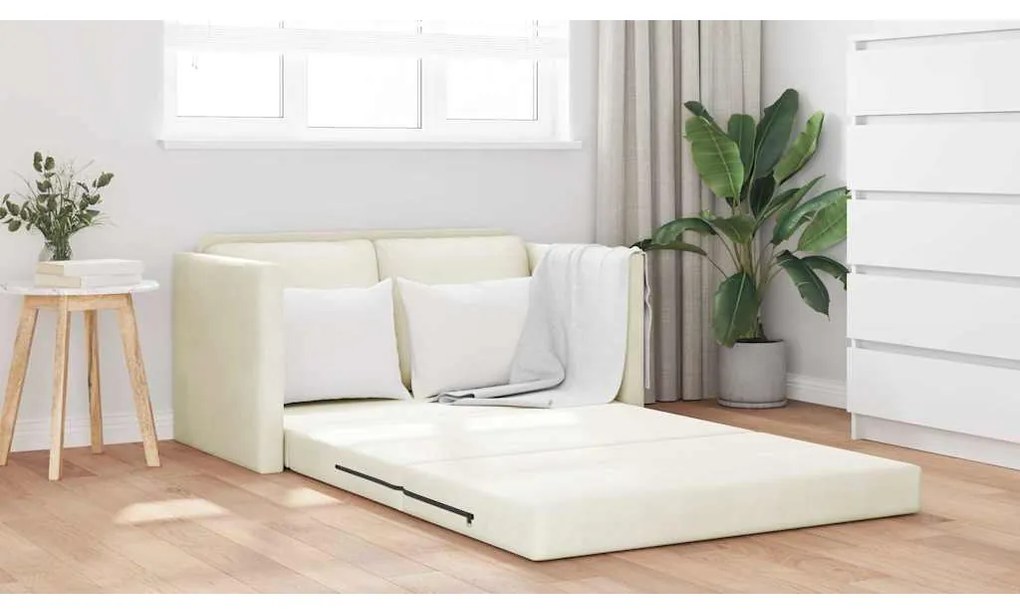 vidaXL Καναπές-κρεβάτι με μαξιλάρι Κρεμ 122 x 70 x 60 εκ Βελούδο