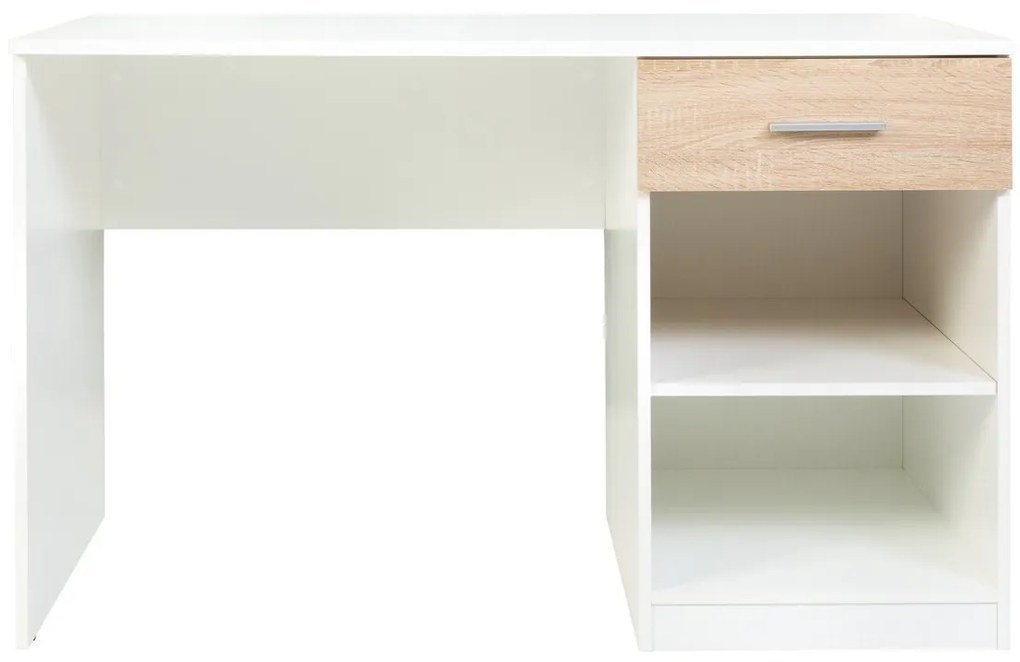 Τραπέζι γραφείου Boston 426, Με συρτάρια, Αριθμός συρταριών: 1, 76x120x59cm, 37 kg, Άσπρο, Sonoma οξιά | Epipla1.gr