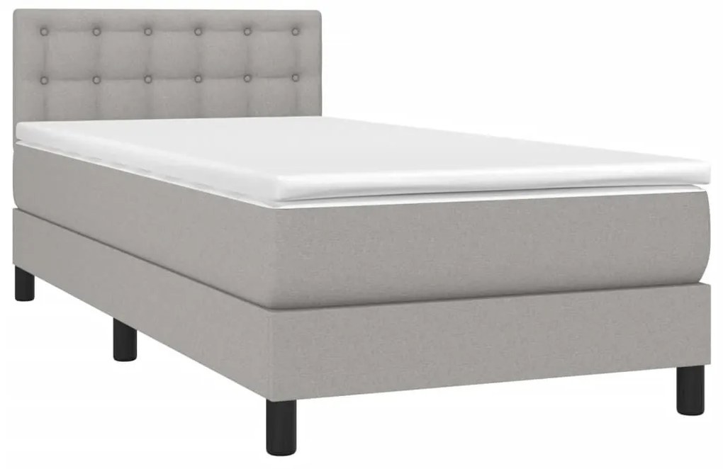 Κρεβάτι Boxspring με Στρώμα &amp; LED Αν.Γκρι 100x200 εκ Υφασμάτινο - Γκρι