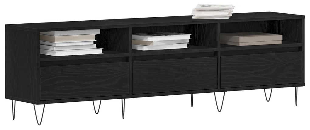 vidaXL Ντουλάπι Τηλεόρασης Μαύρο Δρυς 150x30x44,5 εκ Επεξεργασμένο Ξύλο