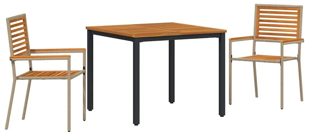 vidaXL Σέτ φαγητού για κήπο 3 pcs Μπεζ, Καφέ 90 x 90 x 75 cm