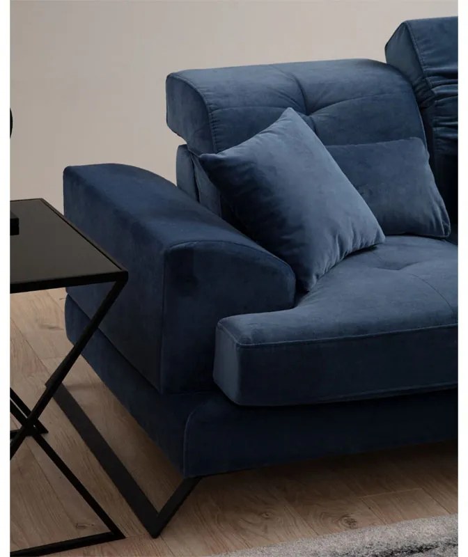 Γωνιακός καναπές PWF-0575 pakoworld δεξιά γωνία ύφασμα μπλε 308/190x92εκ - Ύφασμα - 071-001413