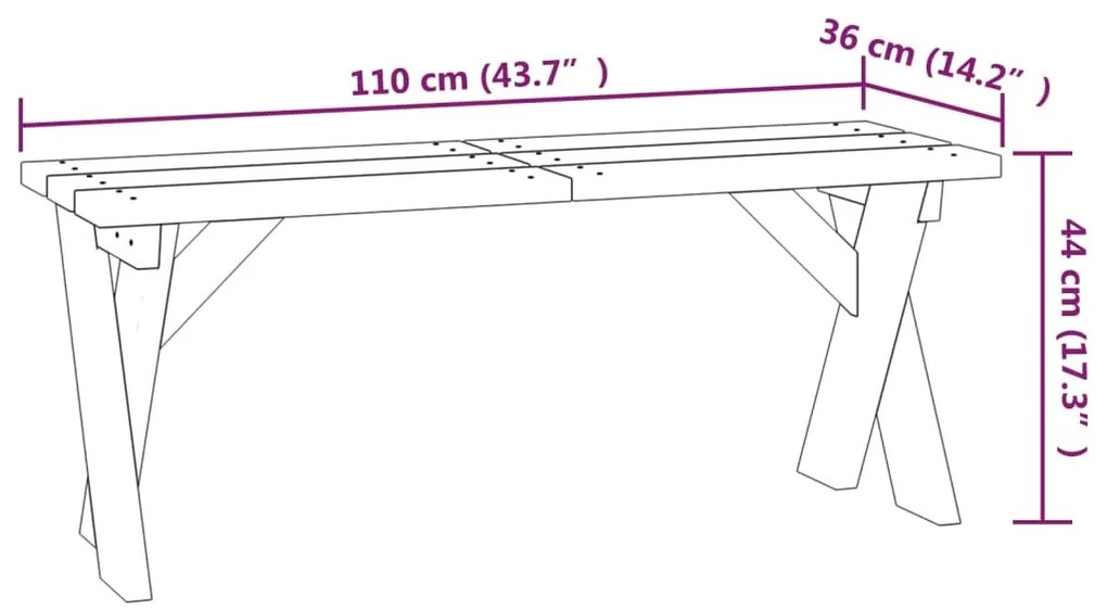 vidaXL Παγκάκι Κήπου 110 εκ. από Εμποτισμένο Ξύλο Πεύκου
