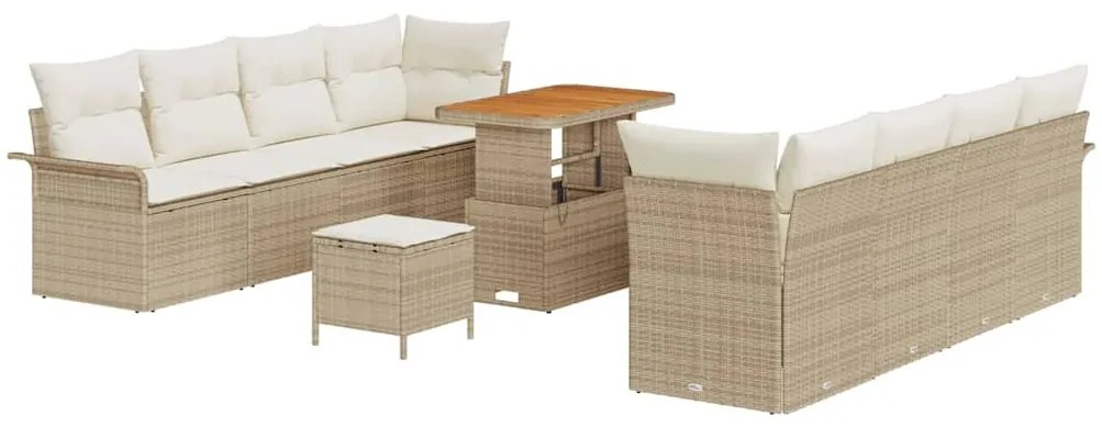 vidaXL Σετ Καναπέ Κήπου με μαξιλάρι 11 pcs Μπεζ, Κρέμα 90 x 55 x 71 cm