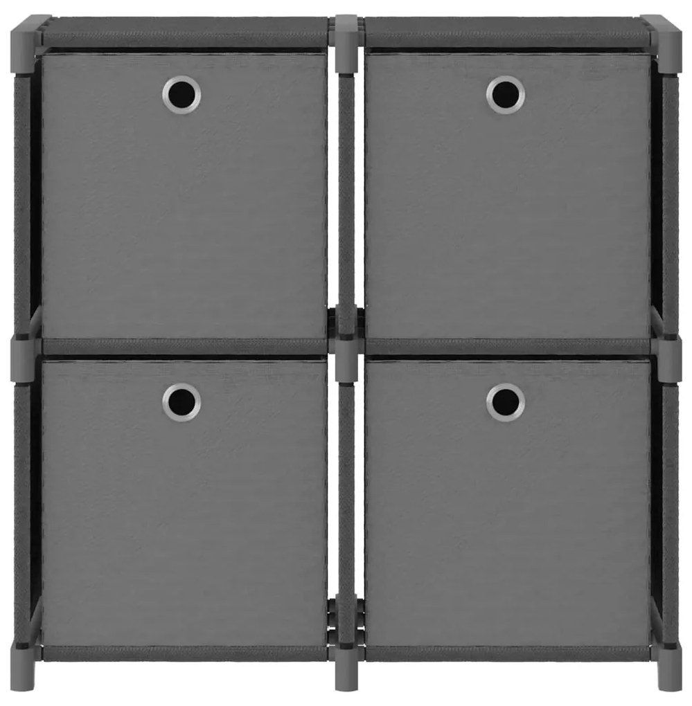 vidaXL Ραφιέρα με 4 Κύβους & Κουτιά Γκρι 69x30x72,5 εκ. Υφασμάτινη