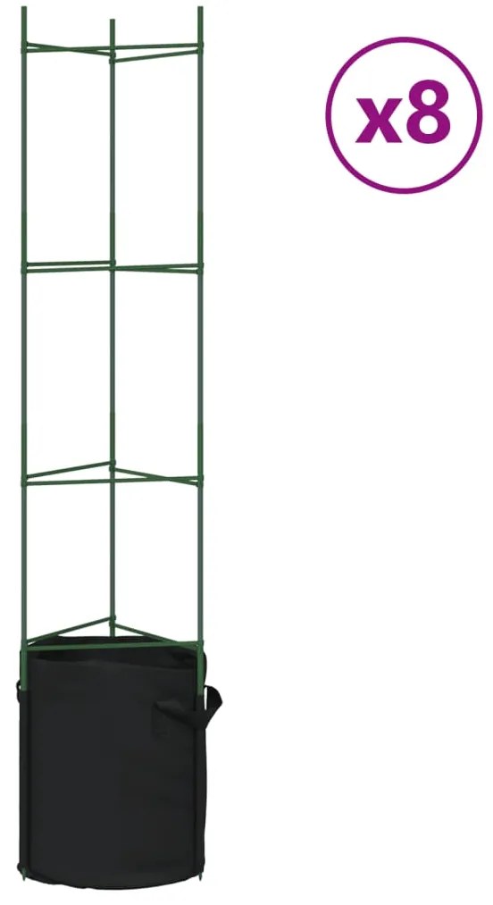 vidaXL Κλουβιά για Ντομάτες με Θήκη Φυτών 8 Τεμ. 154 εκ. Ατσάλι και PP