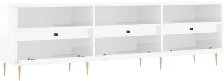 vidaXL Έπιπλο Τηλεόρασης Γυαλ. Λευκό 150x30x44,5 εκ Επεξεργασμένο Ξύλο