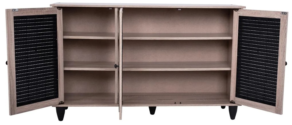 Παπουτσοθήκη MCKENNA Ξύλινη με 3 πόρτες Sonama - Μαύρο 112x30x68,5Υ εκ. 112x30x68.5 εκ.