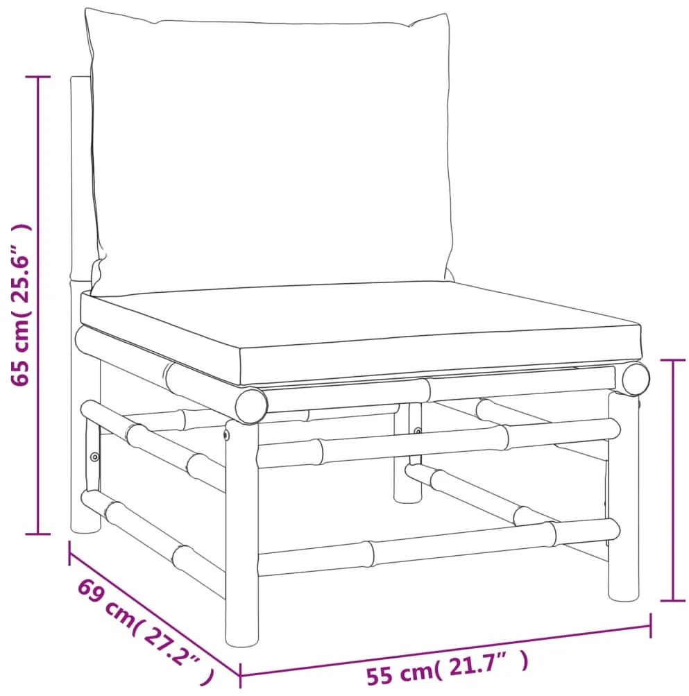 vidaXL Σαλόνι Κήπου Σετ 4 Τεμαχίων από Μπαμπού με Taupe Μαξιλάρια