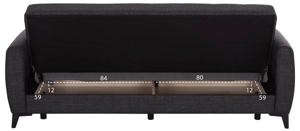 ΚΑΝΑΠΕΣ ΚΡΕΒΑΤΙ ΜΕ ΑΠΟΘ.ΧΩΡΟ TΡΙΘΕΣΙΟΣ NIKKO HM3292.01 ΓΚΡΙ ΥΦΑΣΜΑ 209x76x83Υεκ.