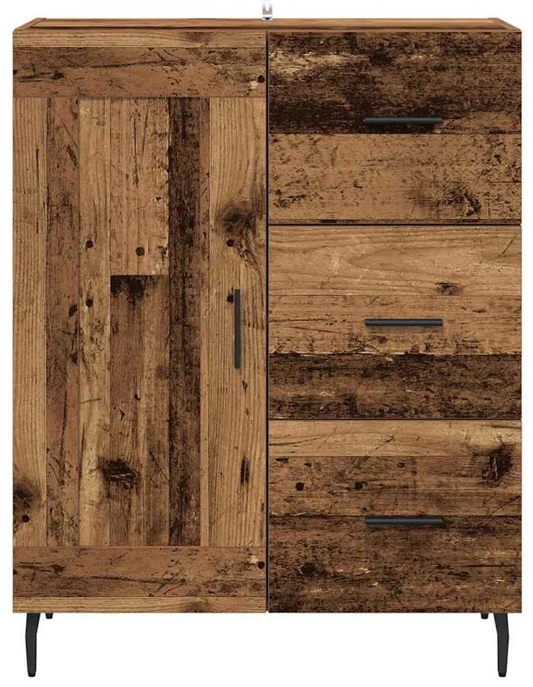 vidaXL Πλαϊνό γραφείο με συρτάρι Παλιό Ξύλο 69,5 x 34 x 90 εκ.