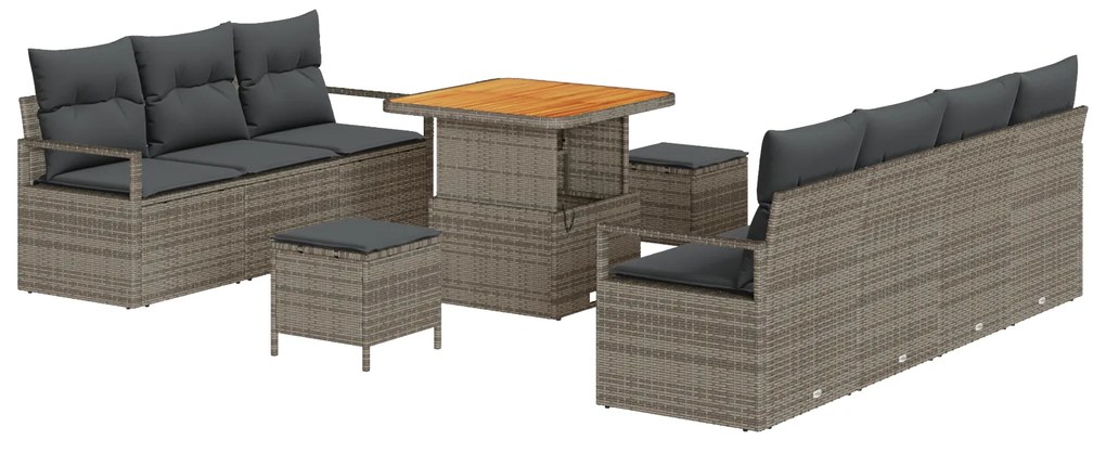 vidaXL Σετ Καναπέ Κήπου με μαξιλάρι 10 pcs Γκρι 80 x 80 x 71 cm