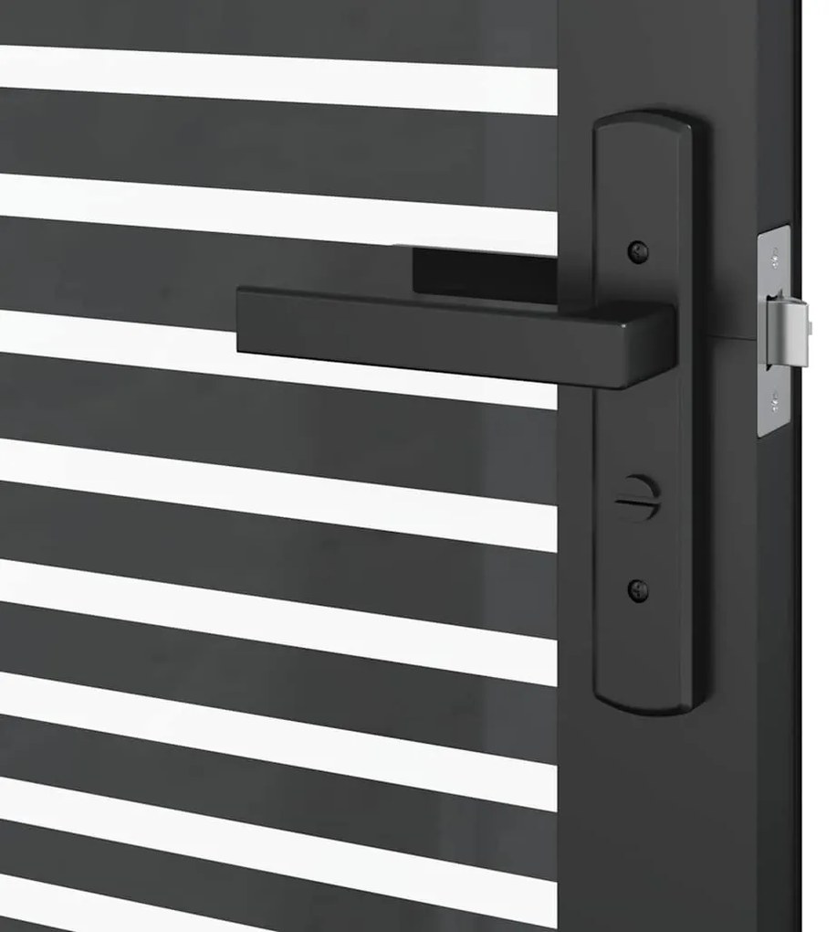 vidaXL Γυάλινη πόρτα Ριγέ Μαύρο 76 x 3.5 x 201.5 εκ Αλουμίνιο