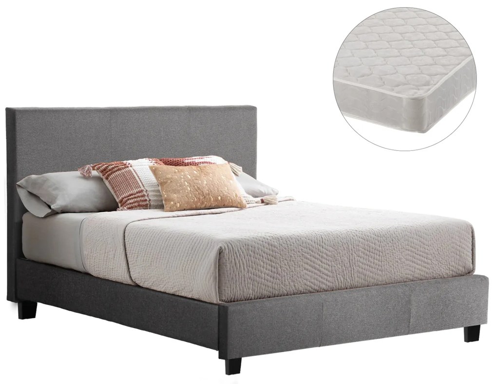 ΚΡΕΒΑΤΙ ΜΕ ΣΤΡΩΜΑ BECCA HM21283.04 ΓΚΡΙ ΥΦΑΣΜΑ--ΓΙΑ 150x200εκ