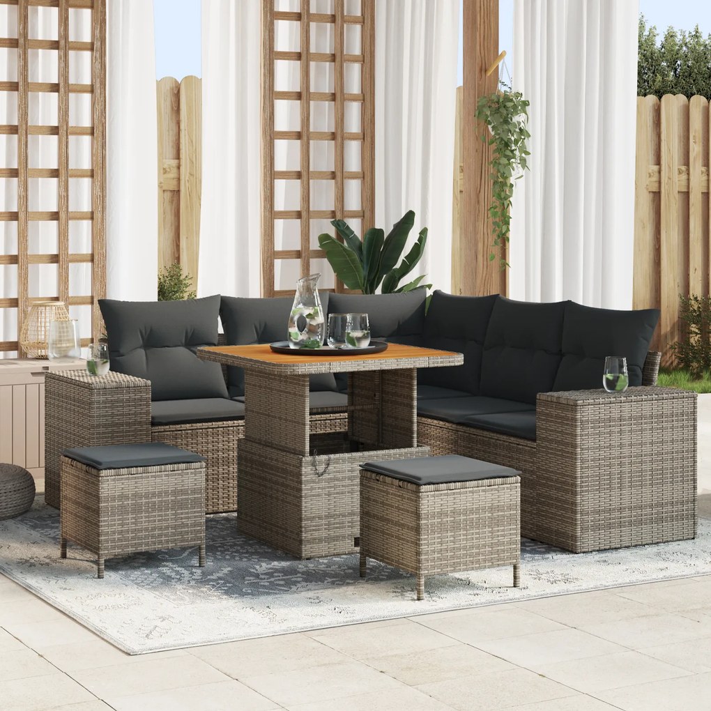 vidaXL Σετ Καναπέ Κήπου 8 pcs Γκρι συνθετικό ρατάν