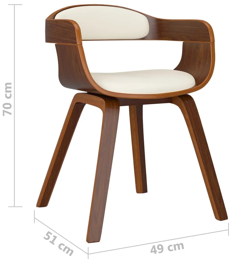 vidaXL Καρέκλες Τραπεζαρίας 4 τεμ. Κρεμ Λυγισμένο Ξύλο/Συνθετικό Δέρμα