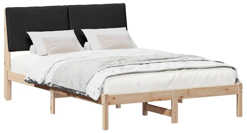 vidaXL Σκελετός Κρεβατιού με κεφαλάρι Καφέ και μαύρο 140 x 200 cm