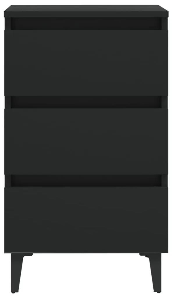 Κομοδίνo Μαύρο 40 x 35 x 69 εκ. με Μεταλλικά Πόδια - Μαύρο