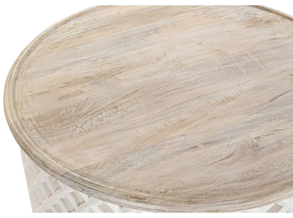 Τραπεζάκι Καφέ DKD Home Decor Λευκό Φυσικό Αλουμίνιο Ξύλο από Μάνγκο 81 x 81 x 45 cm