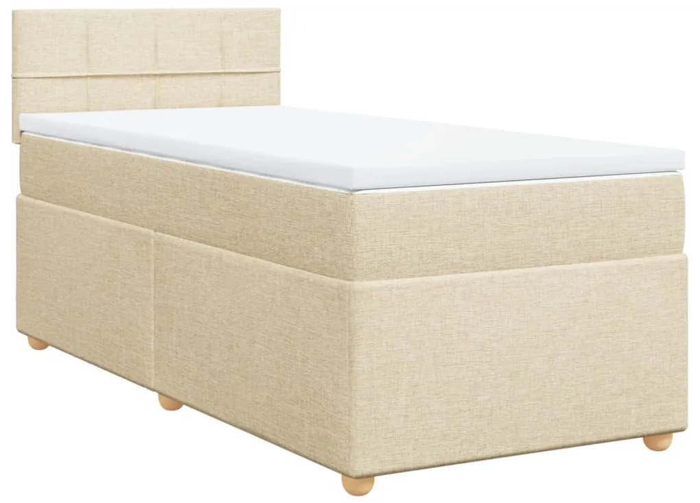 vidaXL Κρεβάτι Boxspring με Στρώμα Κρεμ 100 x 200 εκ. Υφασμάτινο