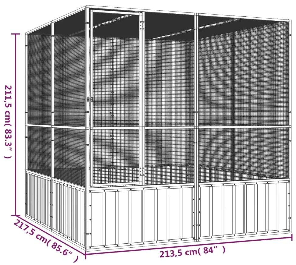 Κλουβί Πουλιών Ανθρακί 213,5x217,5x211,5 εκ Γαλβανισμένο Χάλυβα - Ανθρακί