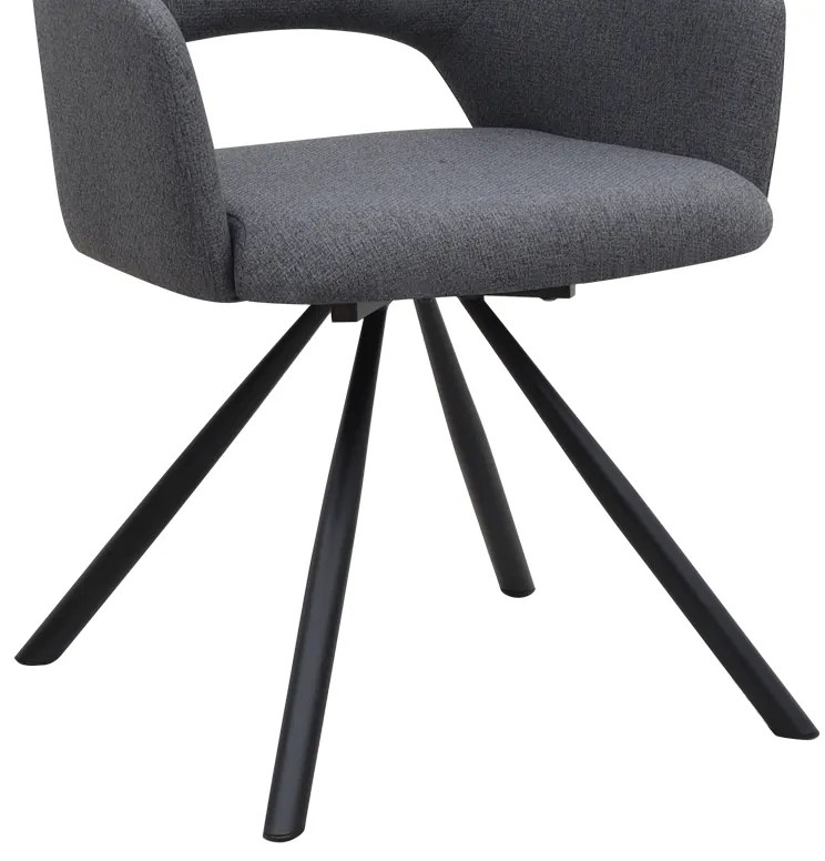 Πολυθρόνα τραπεζαρίας Gabriel Megapap γκρι ύφασμα - μεταλλικό μαύρο πόδι 58x60x85εκ.